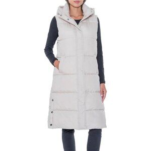 Women's Long Puffer Vest Hooded Faux Down Sleeveless Puffy Vest